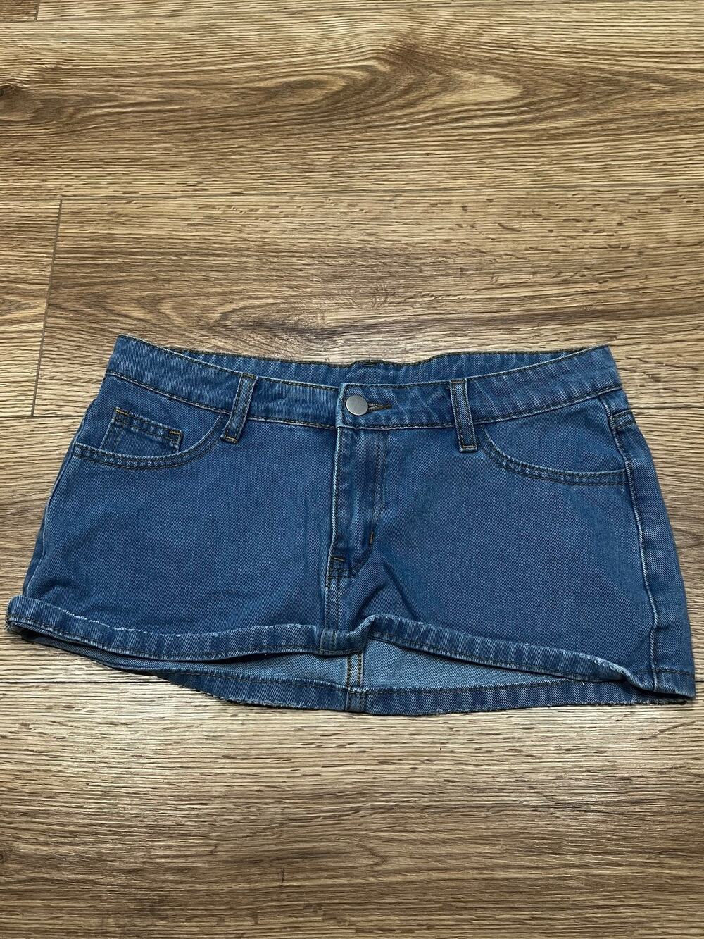 Shein Womens Skirt Size XS Blue Denim Classic 68% Cotton (A00)